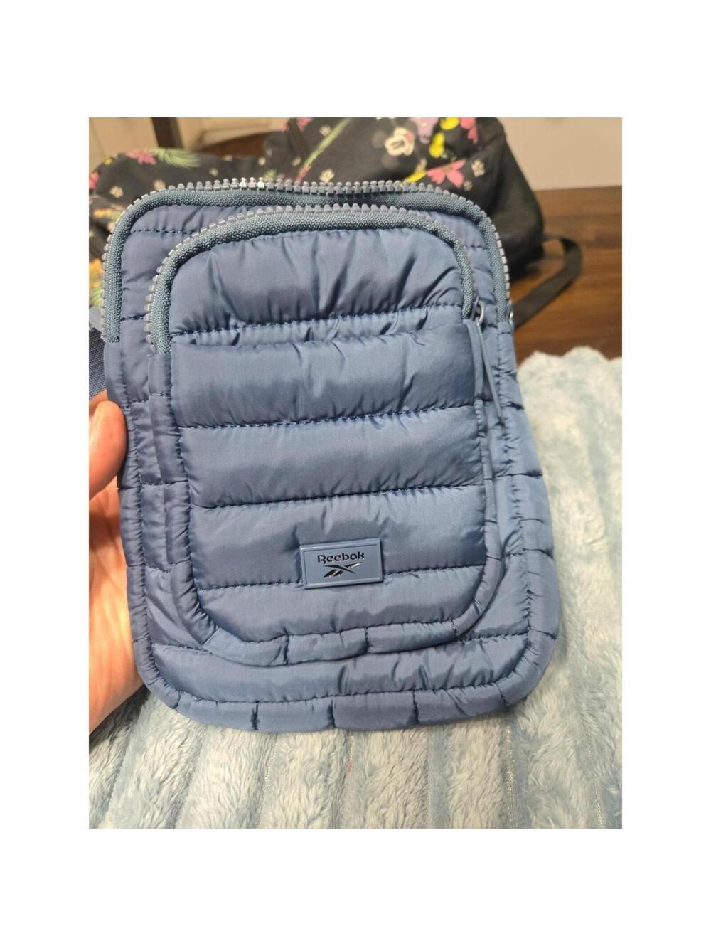 Reebok Small Crossbody Bag Blue Quilted Mini Shoulder Travel Pouch Unisex
